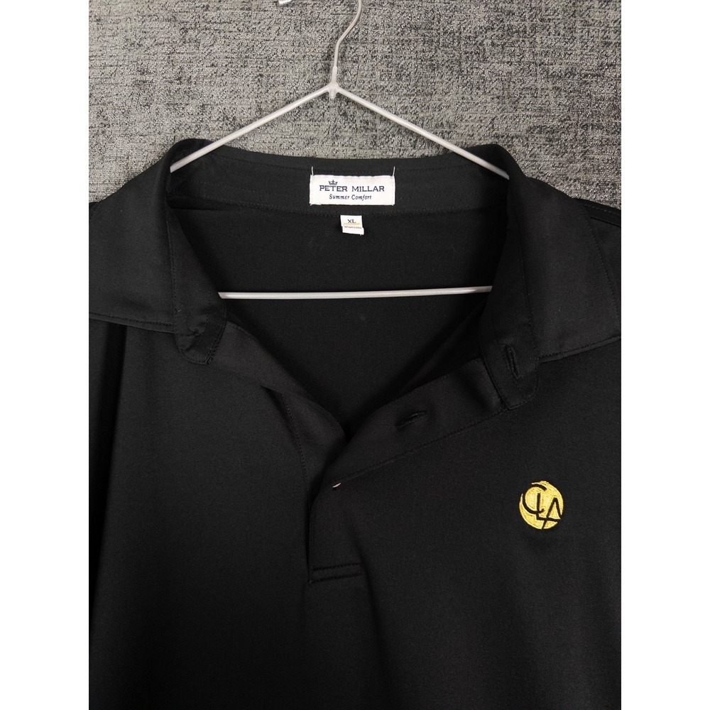 Peter Millar‎ Summer Comfort Polo Shirt Mens XL Black Logo Golf Performance